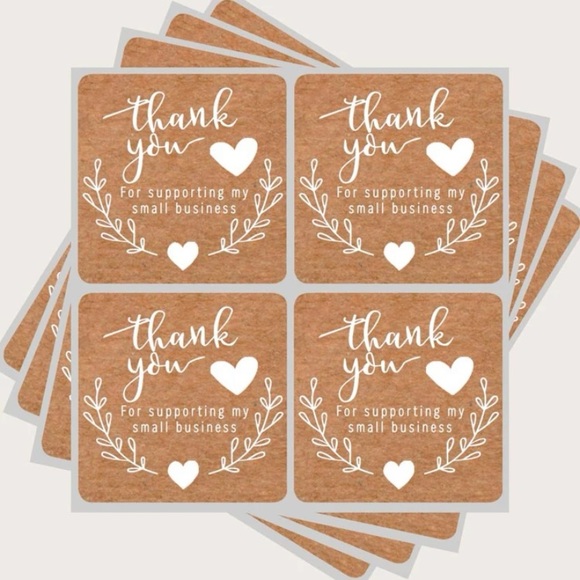 Other - LAST SET! 60pk Rustic Craft Style Thank You Stickers Script, Flowers & Heart